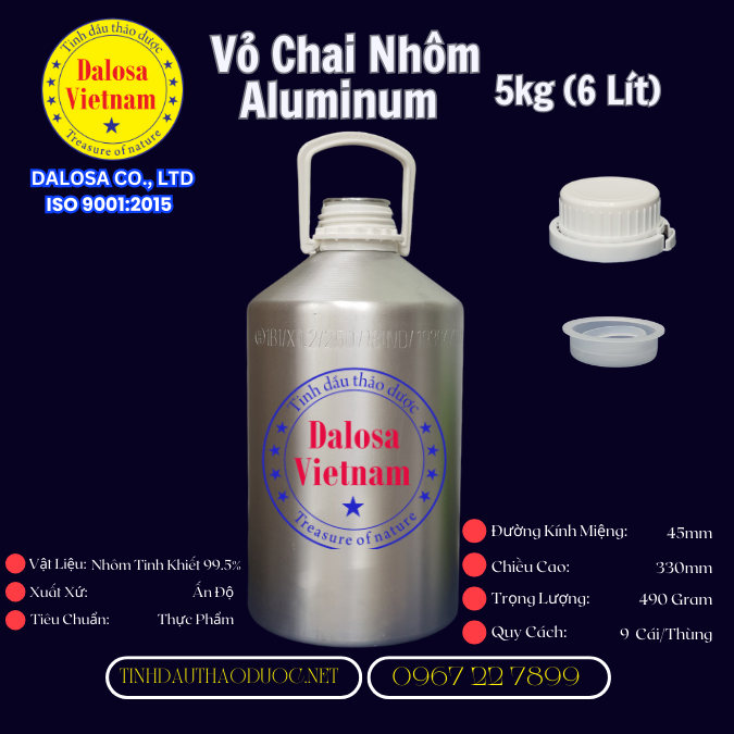 Vỏ Chai Nhôm Aluminum 5 lít